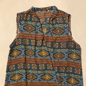 Sleeveless Geometric Print Top